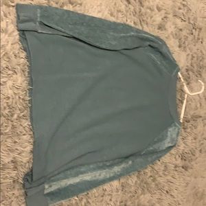 Long sleeve blue velvet top